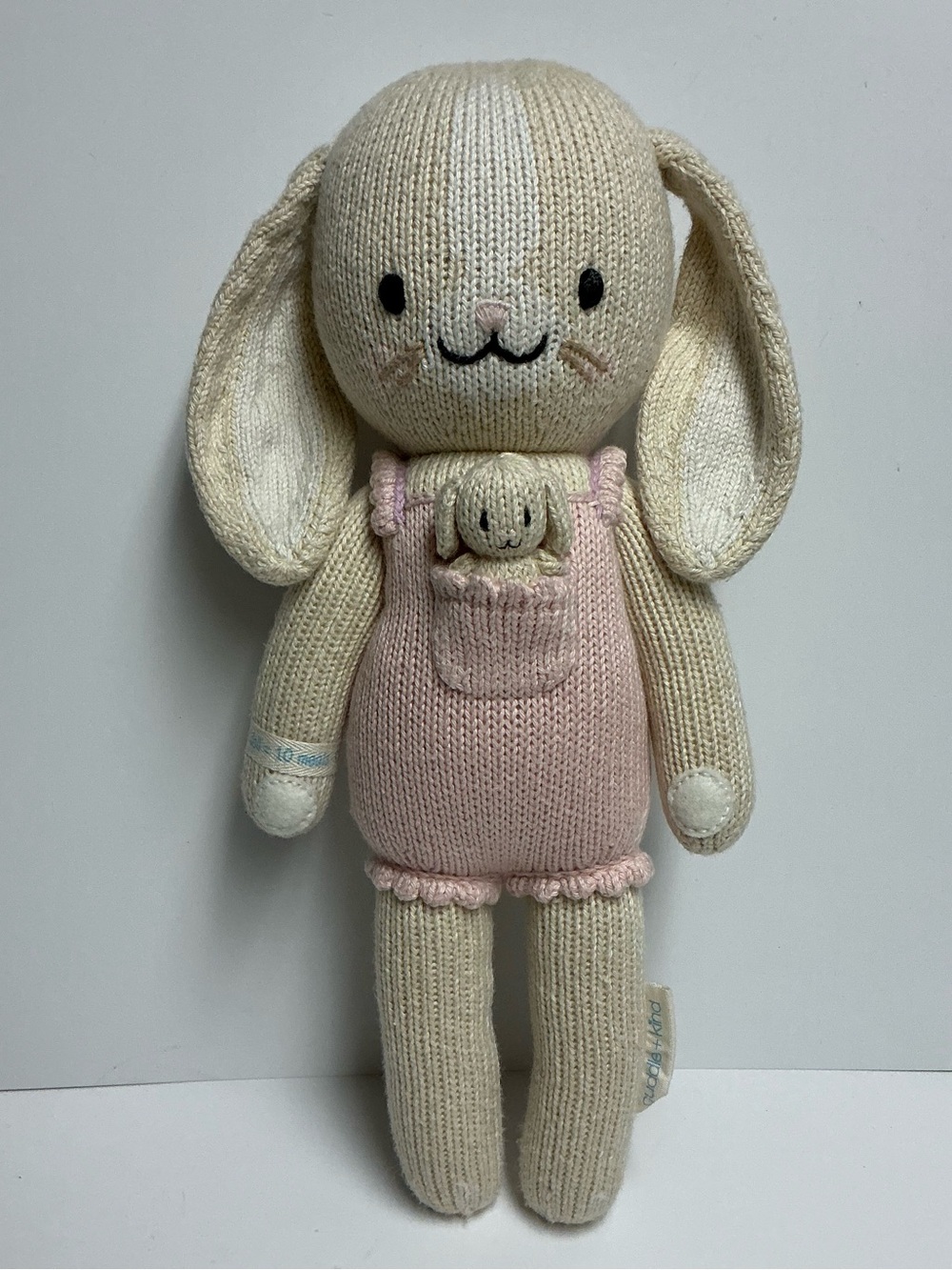 Cuddle and Kind Briar the Bunny Handmade Knitted Doll 13" Peony Pink with Mini